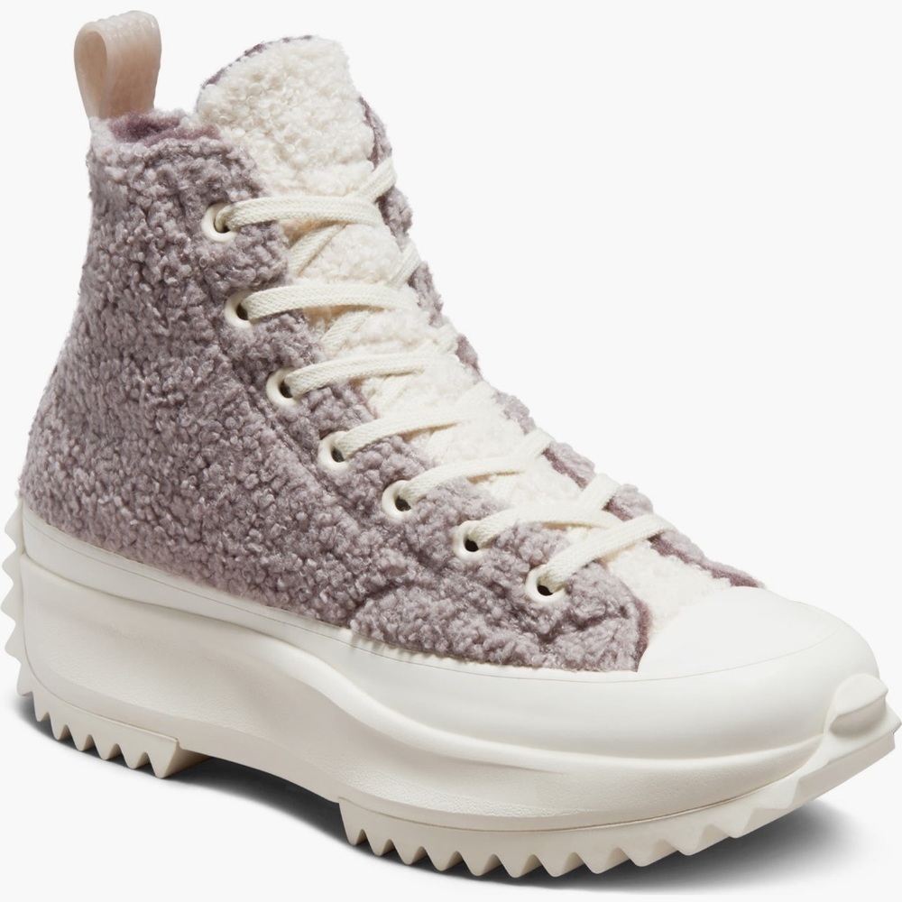 Converse Chuck Taylor Faux Shearling runner Hike Platform Sneaker shoe 9 purple